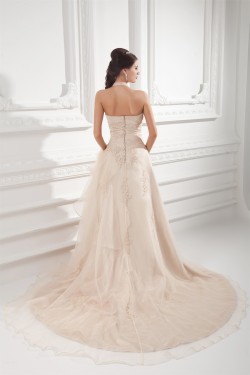 Wonderful Halter Ball Gown Sleeveless Satin Organza Wedding Dresses 2031428