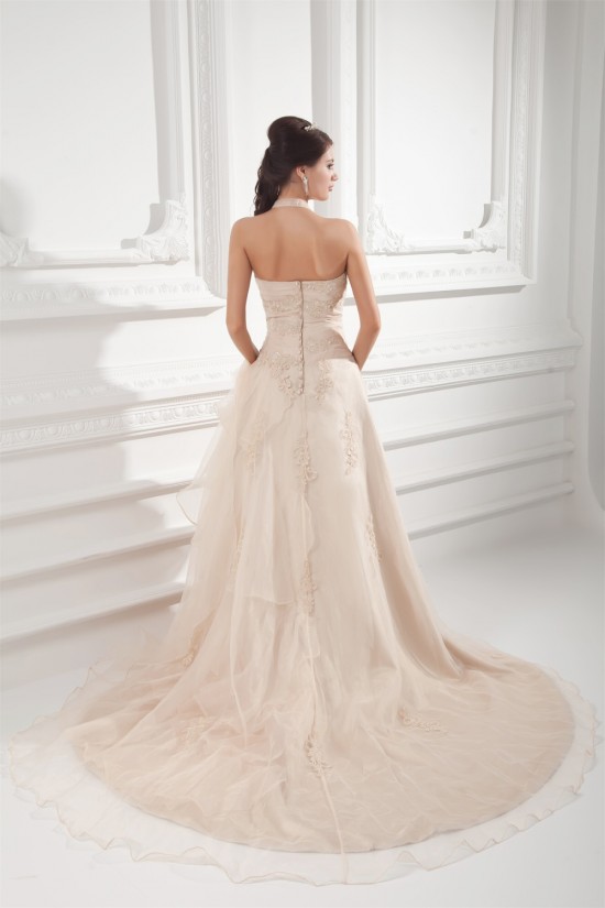 Wonderful Halter Ball Gown Sleeveless Satin Organza Wedding Dresses 2031428 Wonderful Halter Ball Gown Sleeveless Satin Organza Wedding Dresses 2031428