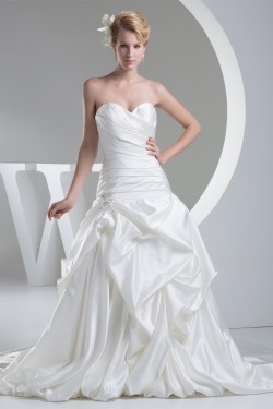 Fantastic Sleeveless Satin A-Line Sweetheart Wedding Dresses 2030143