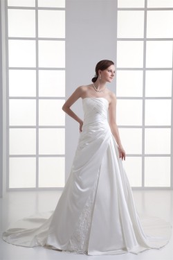 Wonderful Sleeveless Satin Soft Sweetheart A-Line Wedding Dresses 2031430