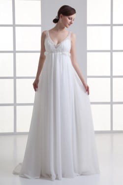 Wonderful V-Neck Sleeveless Chiffon Beaded Empire Wedding Dresses Maternity Wedding Dresses 2031434