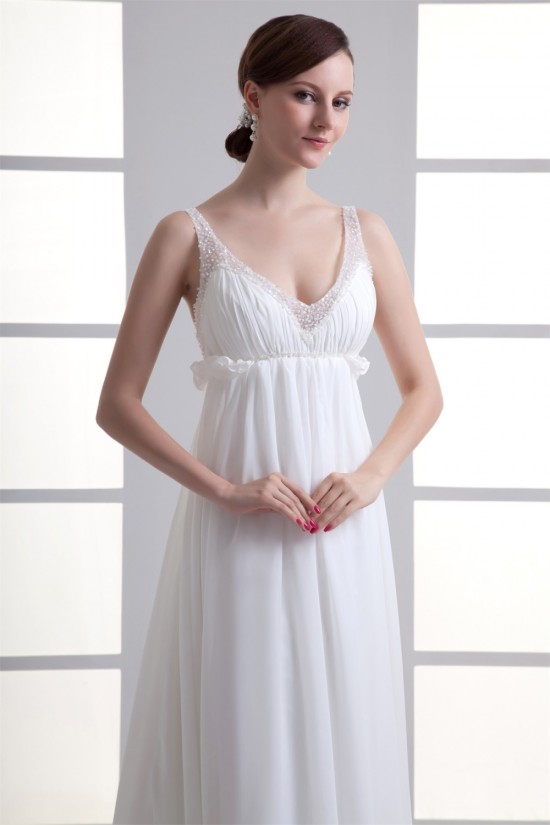 Wonderful V-Neck Sleeveless Chiffon Beaded Empire Wedding Dresses Maternity Wedding Dresses 2031434