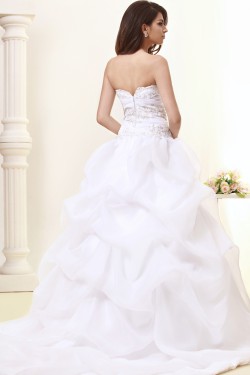 A-Line Strapless Court Train Wedding Dresses 2031435