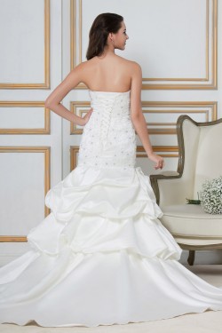 A-Line Sweetheart Court Train Beaded Lace Wedding Dresses 2031439