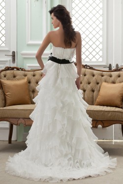 A-Line Strapless Court Train Wedding Dresses 2031444