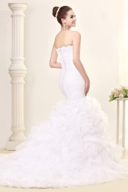 Trumpet/Mermaid Strapless Court Train Lace Wedding Dresses 2031445