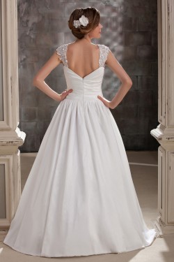 A-Line V-Neck Floor-Length Straps Sleeveless Wedding Dresses 2031448