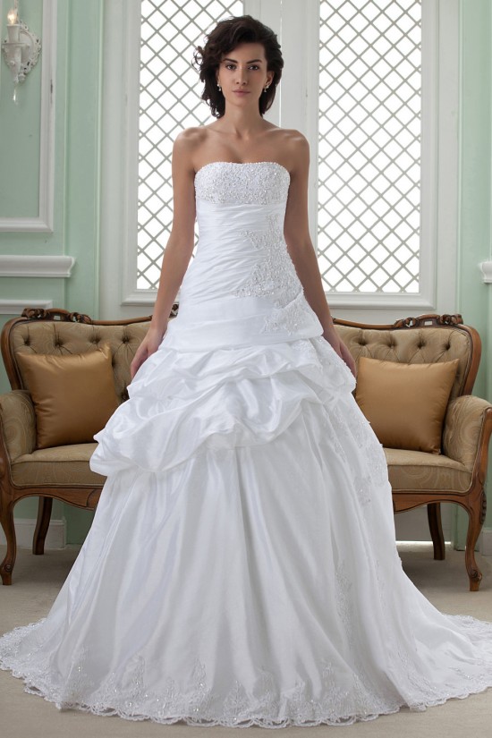A-Line Strapless Beaded Applique Court Train Wedding Dresses 2031449 A-Line Strapless Beaded Applique Court Train Wedding Dresses 2031449