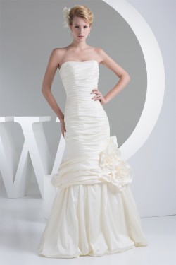 Fantastic Taffeta Sleeveless Mermaid/Trumpet Strapless Wedding Dresses 2030145