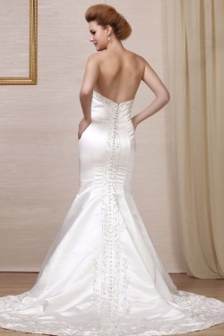 Trumpet/Mermaid Strapless Court Train Wedding Dresses 2031451