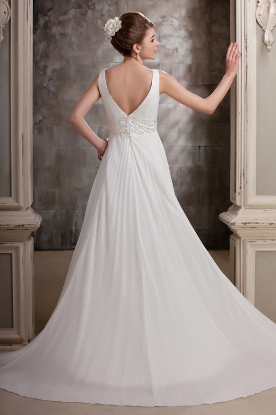 A-Line V-Neck Straps Sleeveless Sweep Train Beaded Wedding Dresses 2031454 A-Line V-Neck Straps Sleeveless Sweep Train Beaded Wedding Dresses 2031454