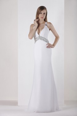 Sheath/Column V-Neck Beaded Wedding Dresses 2031456