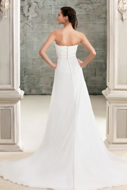 Sheath/Column Strapless Court Train Wedding Dresses 2031457