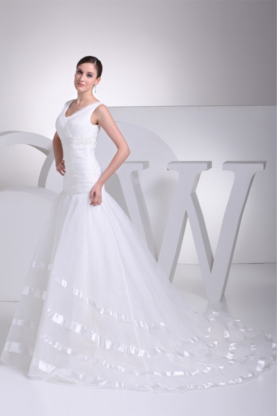 Fantastic V-Neck Satin Lace Organza Mermaid/Trumpet Wedding Dresses 2030146 Fantastic V-Neck Satin Lace Organza Mermaid/Trumpet Wedding Dresses 2030146