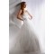 A-Line Strapless Court Train Beaded Lace Wedding Dresses 2031460