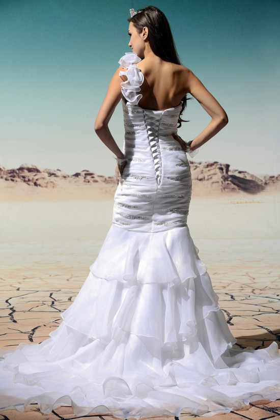 Trumpet/Mermaid One-Shoulder Court Train Beaded Wedding Dresses 2031462 Trumpet/Mermaid One-Shoulder Court Train Beaded Wedding Dresses 2031462