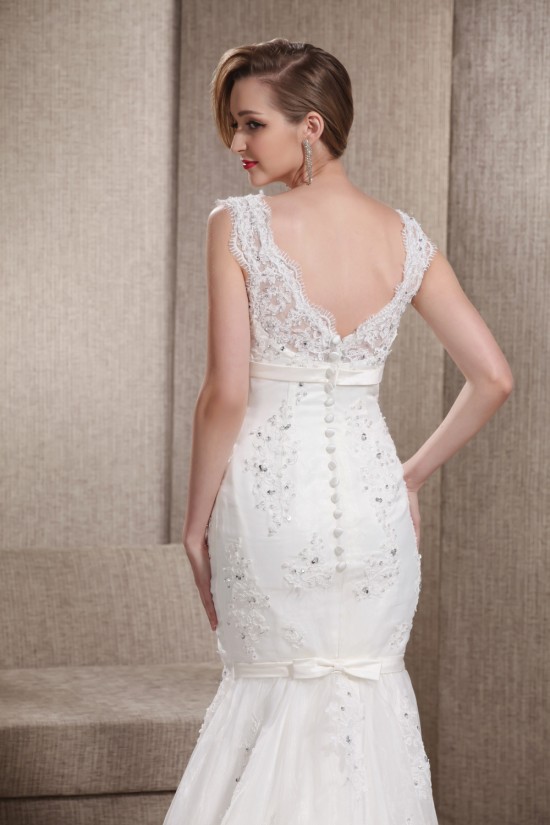 Trumpet/Mermaid V-Neck Beaded Lace Court Train Wedding Dresses 2031464 Trumpet/Mermaid V-Neck Beaded Lace Court Train Wedding Dresses 2031464
