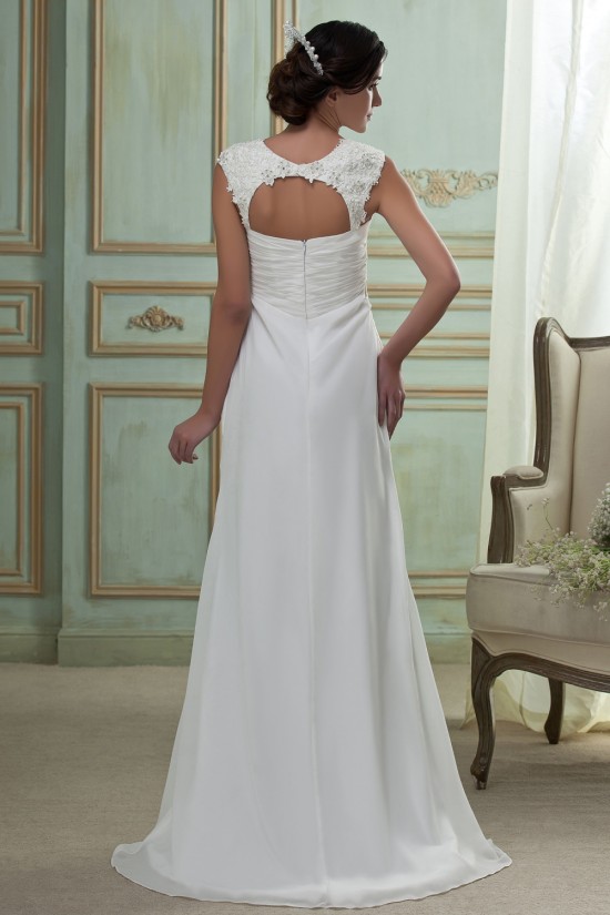 Sheath/Column Sweetheart Sweep Train Lace Chiffon Wedding Dresses 2031465 Sheath/Column Sweetheart Sweep Train Lace Chiffon Wedding Dresses 2031465