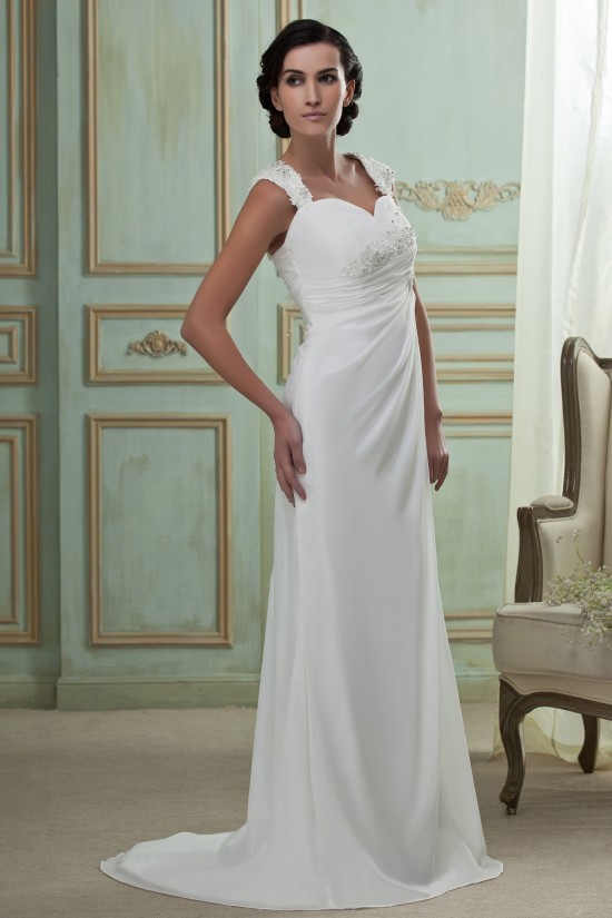 Sheath/Column Sweetheart Sweep Train Lace Chiffon Wedding Dresses 2031465 Sheath/Column Sweetheart Sweep Train Lace Chiffon Wedding Dresses 2031465