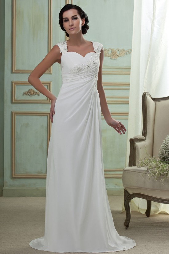 Sheath/Column Sweetheart Sweep Train Lace Chiffon Wedding Dresses 2031465 Sheath/Column Sweetheart Sweep Train Lace Chiffon Wedding Dresses 2031465