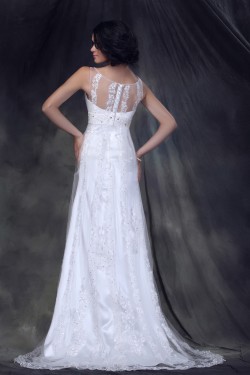Sheath/Column Sweep Train Beaded Lace Wedding Dresses 2031471