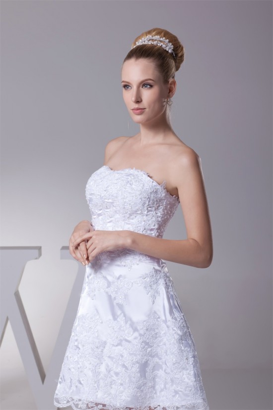 A-Line Short/Mini Strapless Beaded Applique Reception Wedding Dresses 2031472