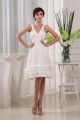 A-Line Sleeveless Ruffles Knee-Length V-Neck Reception Wedding Dresses 2031474