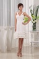 A-Line Sleeveless Ruffles Knee-Length V-Neck Reception Wedding Dresses 2031474