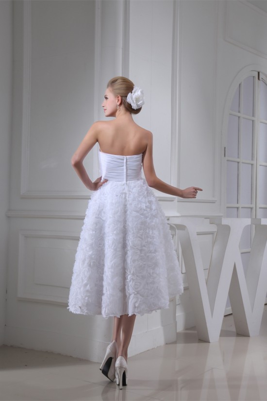 A-Line Soft Sweetheart Tea-Length Reception Wedding Dresses 2031477