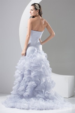 fashionable Organza Silk like Satin Strapless Princess Wedding Dresses 2030148