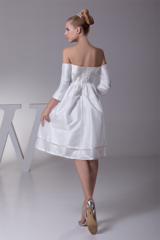 Beautiful Taffeta Square A-Line Half Elbow Sleeve Wedding Dresses Maternity Wedding Dresses 2031482