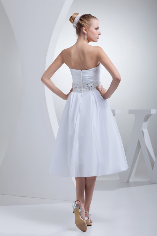 Beautiful Taffeta Sweetheart A-Line Beaded Reception Wedding Dresses 2031483