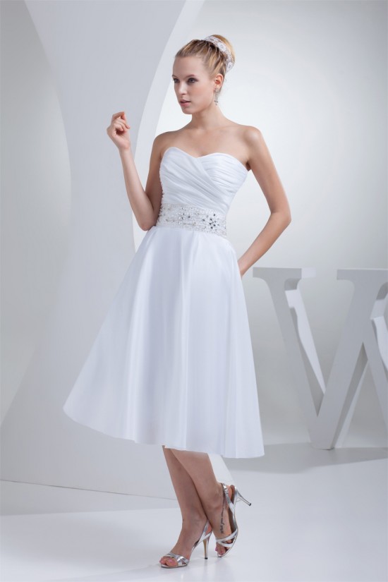 Beautiful Taffeta Sweetheart A-Line Beaded Reception Wedding Dresses 2031483