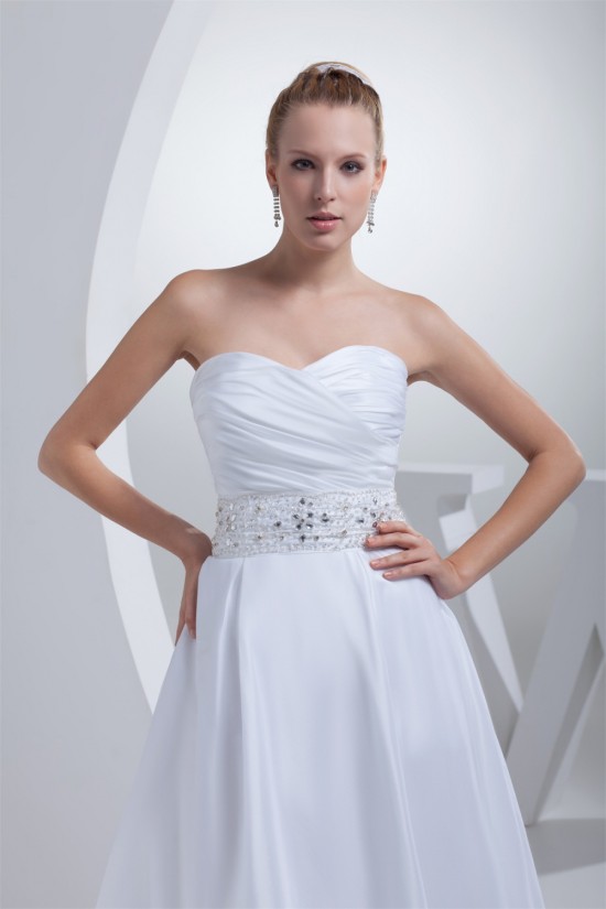 Beautiful Taffeta Sweetheart A-Line Beaded Reception Wedding Dresses 2031483