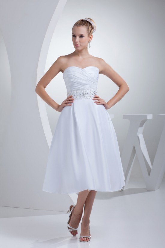 Beautiful Taffeta Sweetheart A-Line Beaded Reception Wedding Dresses 2031483