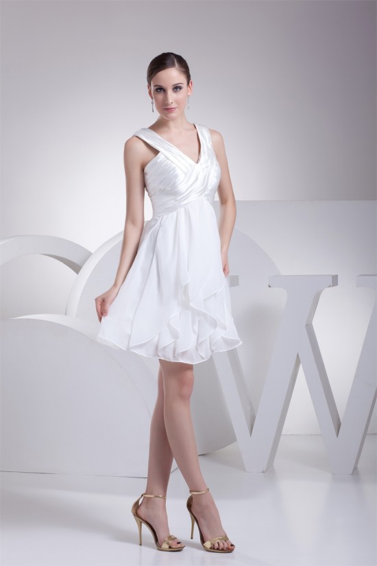 Chiffon Silk like Satin A-Line V-Neck Sleeveless Wedding Dresses 2031484