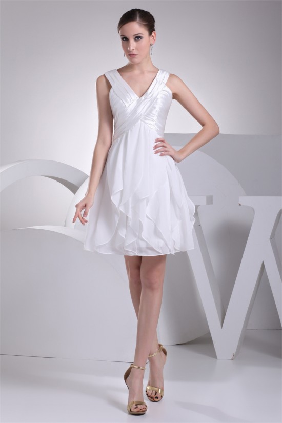 Chiffon Silk like Satin A-Line V-Neck Sleeveless Wedding Dresses 2031484 Chiffon Silk like Satin A-Line V-Neck Sleeveless Wedding Dresses 2031484