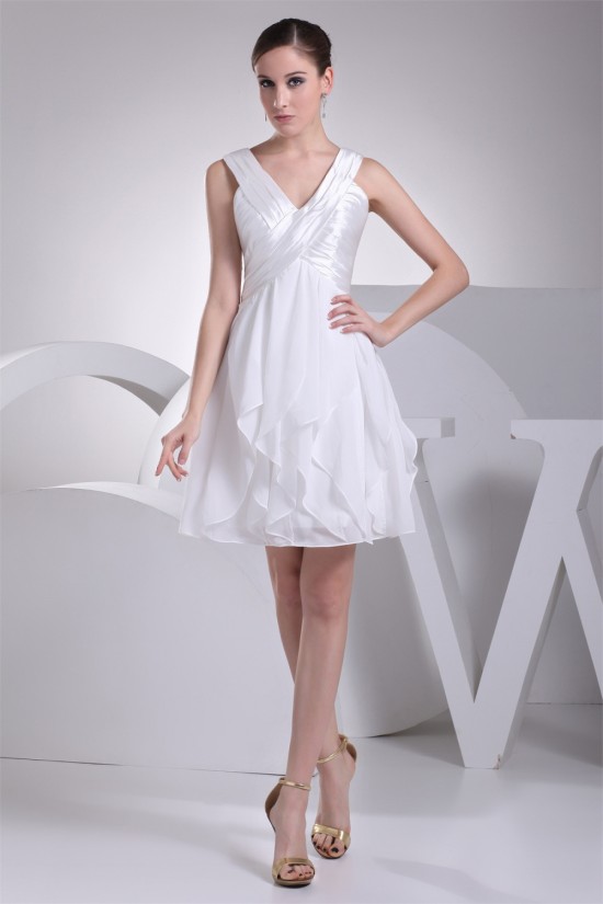 Chiffon Silk like Satin A-Line V-Neck Sleeveless Wedding Dresses 2031484