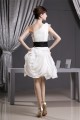 Elegant A-Line Short/Mini Draped One-Shoulder Reception Wedding Dresses 2031485