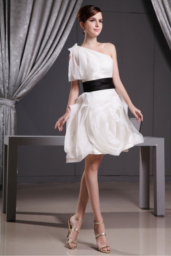 Elegant A-Line Short/Mini Draped One-Shoulder Reception Wedding Dresses 2031485 Elegant A-Line Short/Mini Draped One-Shoulder Reception Wedding Dresses 2031485