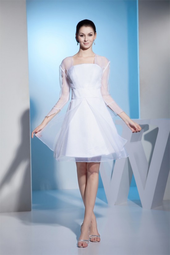 Long Sleeve A-Line Satin Organza Square Wedding Dresses 2031488