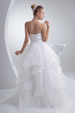fashionable Satin Organza A-Line Strapless Best Wedding Dresses 2030149