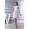 Hot Sale V-Neck A-Line Satin Lace Knee-Length Little White Dresses 2031493
