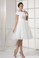 Knee-Length Satin Organza Netting Material Wedding Dresses 2031494