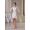 Sheath/Column Scoop 3/4 Length Sleeve Lace Little White Dresses Wedding Dresses 2031496