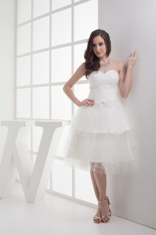 Satin Fine Netting Sleeveless A-Line Sweetheart Wedding Dresses 2031497