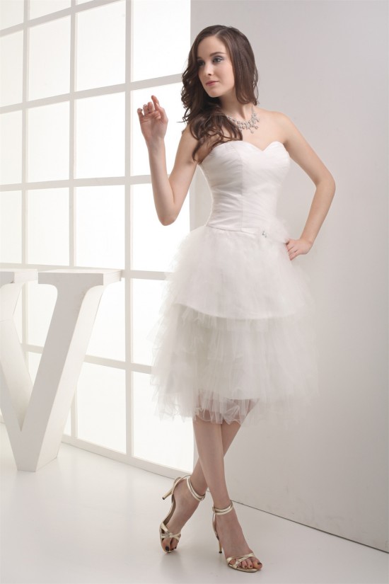 Satin Fine Netting Sleeveless A-Line Sweetheart Wedding Dresses 2031497