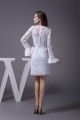 Satin Lace Short/Mini Scoop Sheath/Column Long Sleeve Wedding Dresses 2031499