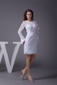 Satin Lace Short/Mini Scoop Sheath/Column Long Sleeve Wedding Dresses 2031499