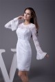 Satin Lace Short/Mini Scoop Sheath/Column Long Sleeve Wedding Dresses 2031499